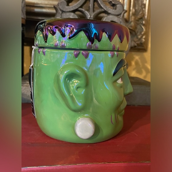 MARTHA STEWART Ceramic Frankenstein 2 wick Candle Bobbing For Apples Halloween - Picture 5 of 8